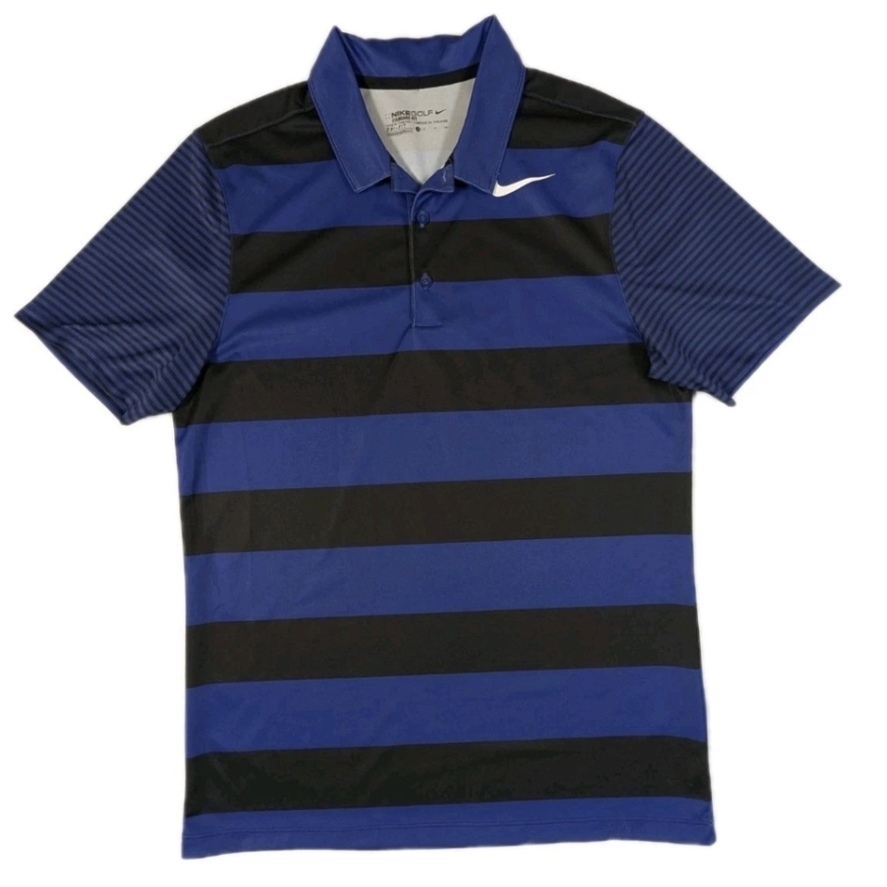 Nike Golf Polo Shirt Mens Small Blue Stripe Dri-FIT Standard Fit 833059-512